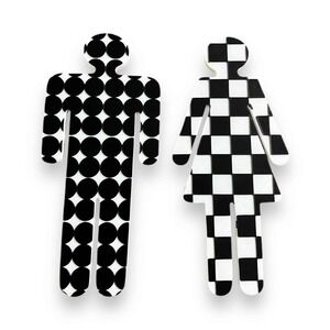 Bathroom Female/Male Sign Figures - Spots and Checks